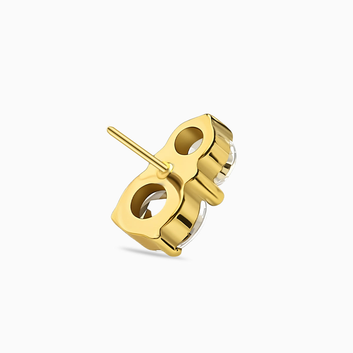 18Kt Gold PVD Titanium Threadless Double Round Gem Top.