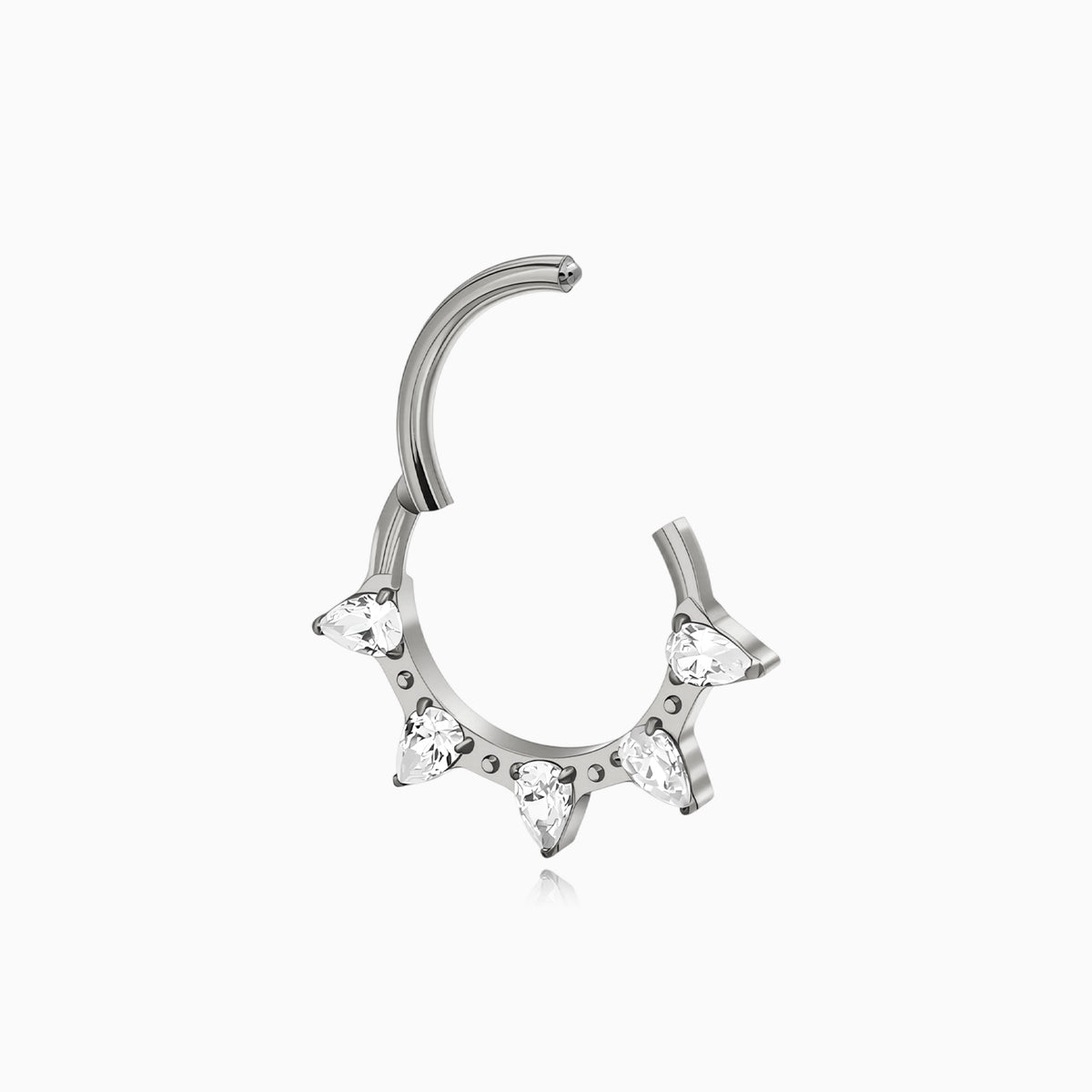 Titanium Pear Shape Gem Fan Front Facing Hinged Segment Clicker