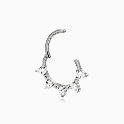 Titanium Pear Shape Gem Fan Front Facing Hinged Segment Clicker