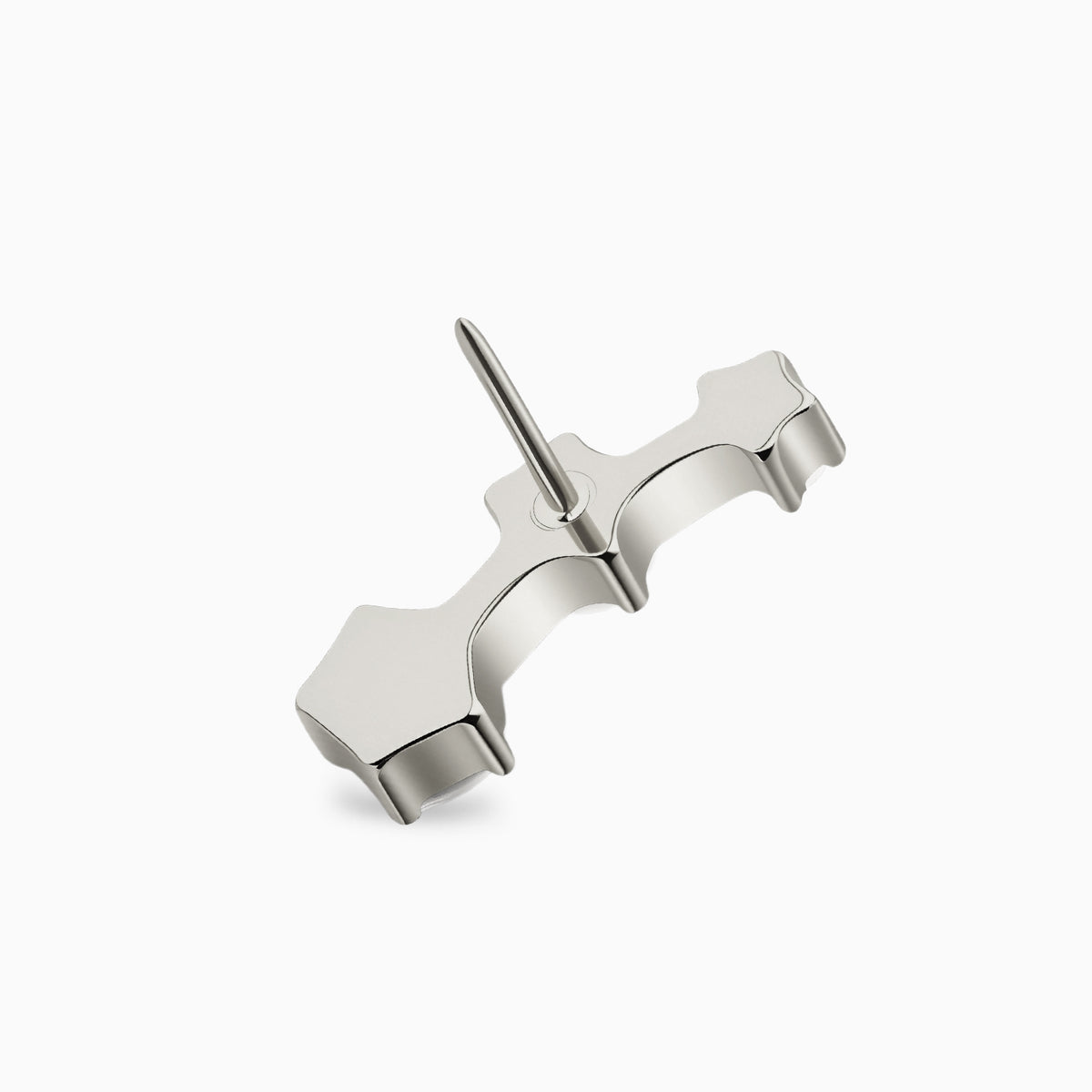 Titanium Threadless Graduated Triple Round Gem Curve Top.