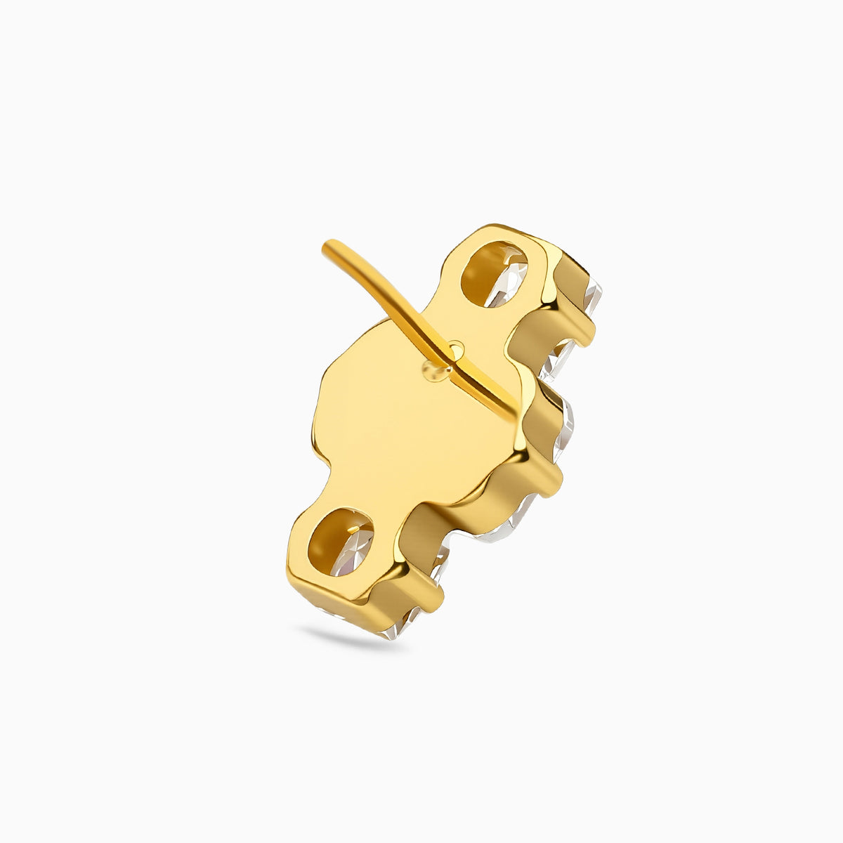 18Kt Gold PVD Titanium Threadless Square Three-Stone Cluster Top