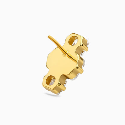 18Kt Gold PVD Titanium Threadless Square Three-Stone Cluster Top