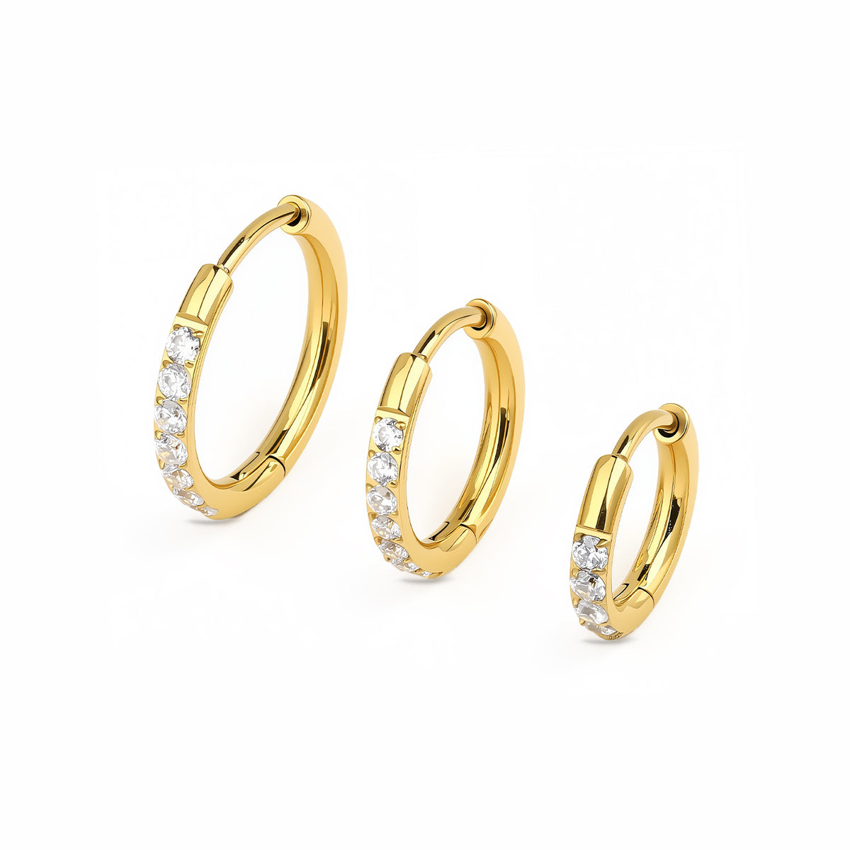18Kt Gold PVD Titanium Hinged Pave Hoop Ring