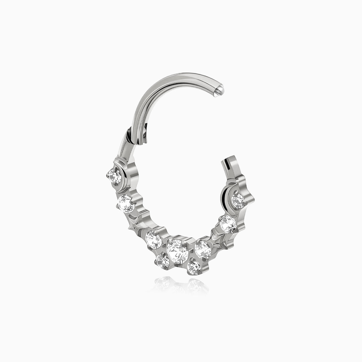 Titanium Moon and Star Gem Front Facing Hinged Segment Clicker