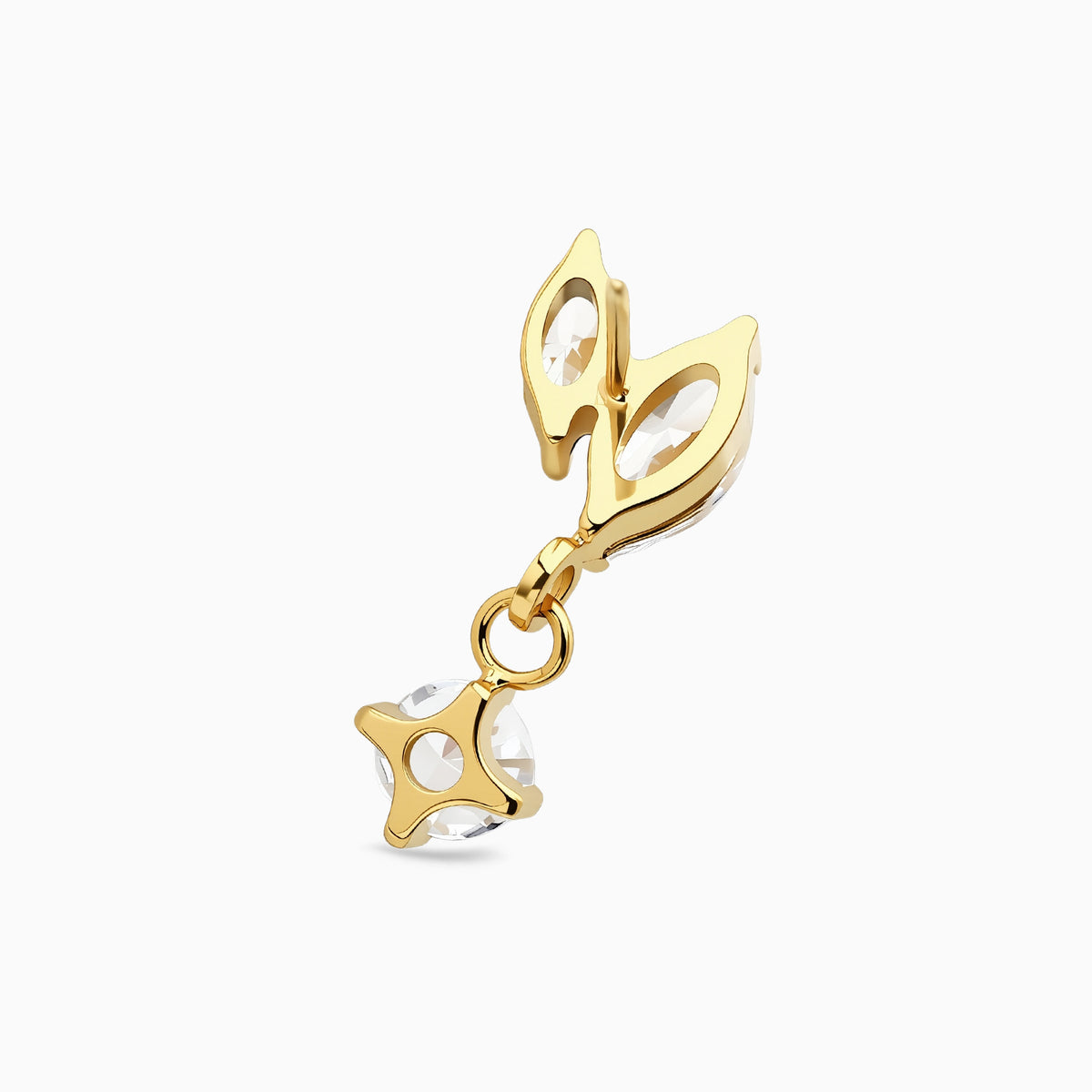 24Kt Gold PVD Titanium Threadless Dangle Leaf Cluster Top