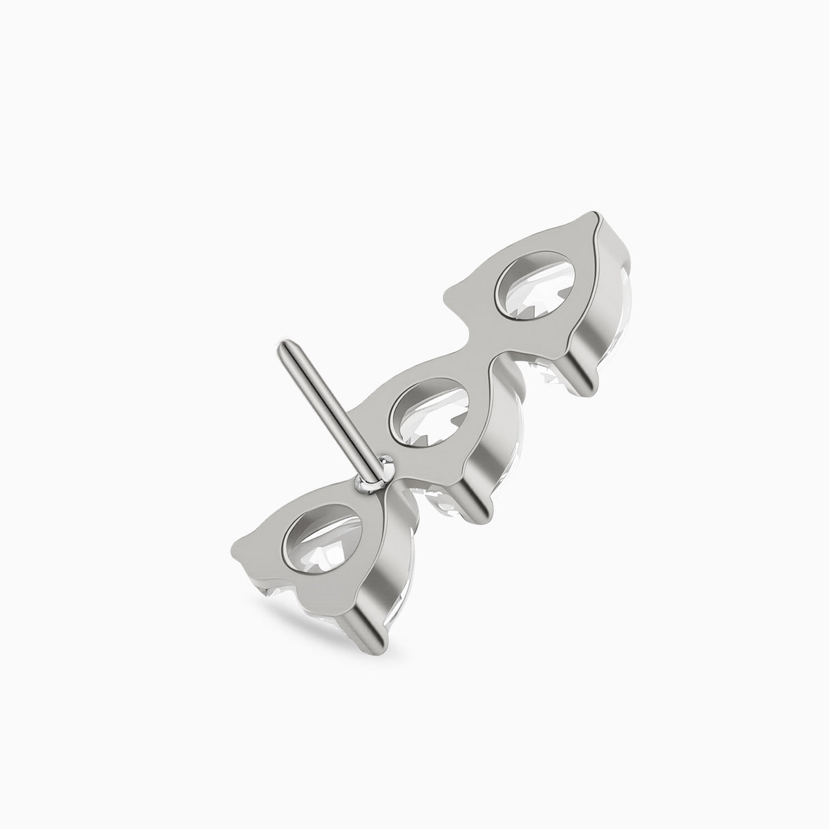 Titanium Threadless Triple Heart Gem Top