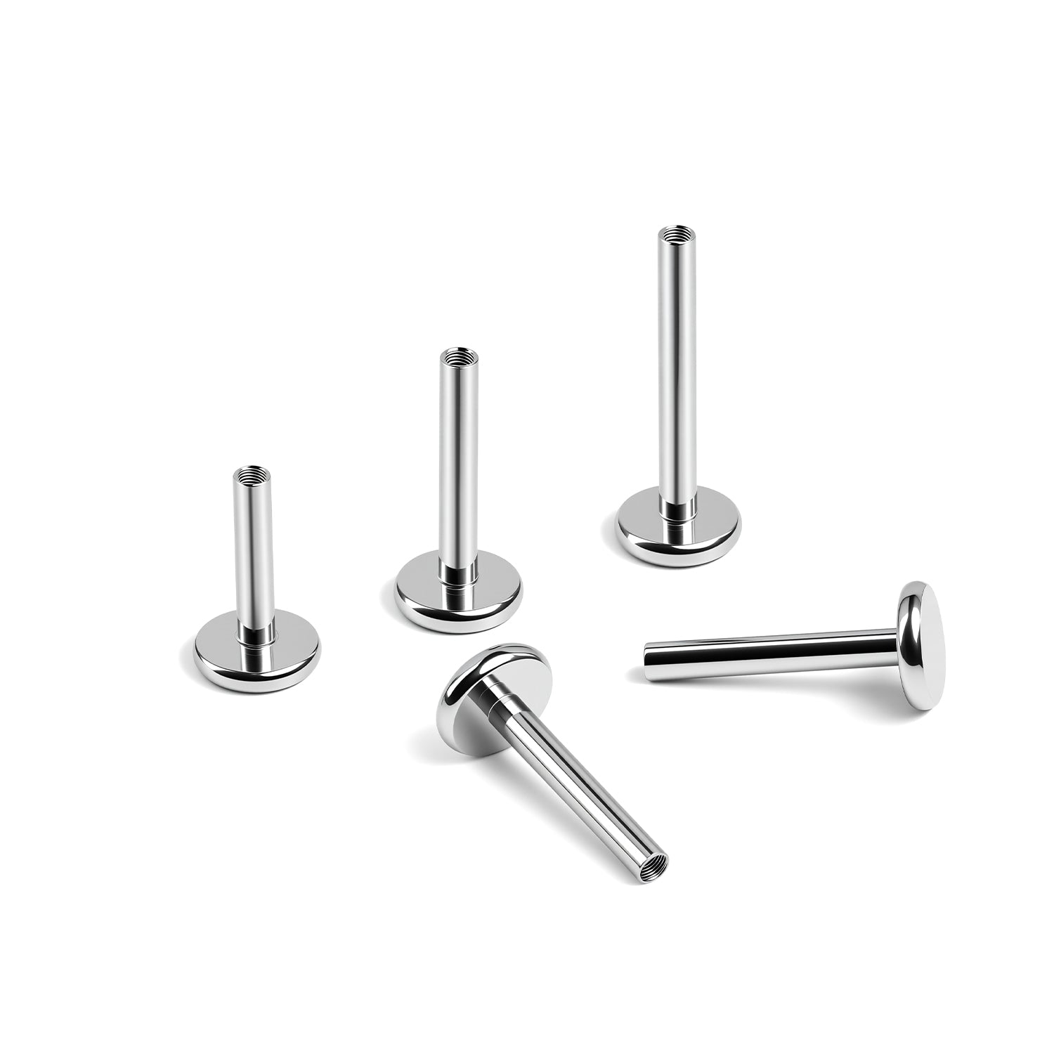 ASTM F136 Titanium Internally Threaded Flat Back Piercing Post – 1.0mm / 1.2mm (16G / 18G) | 4–14mm Length