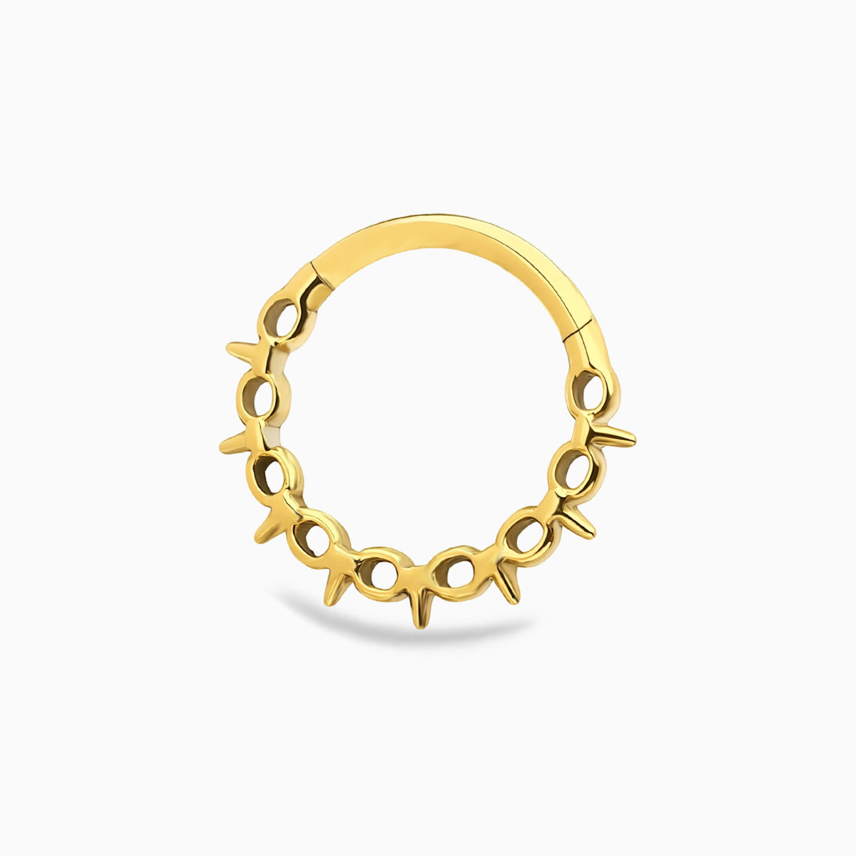 18Kt Gold PVD Titanium Spike Front Facing Hinged Clicker
