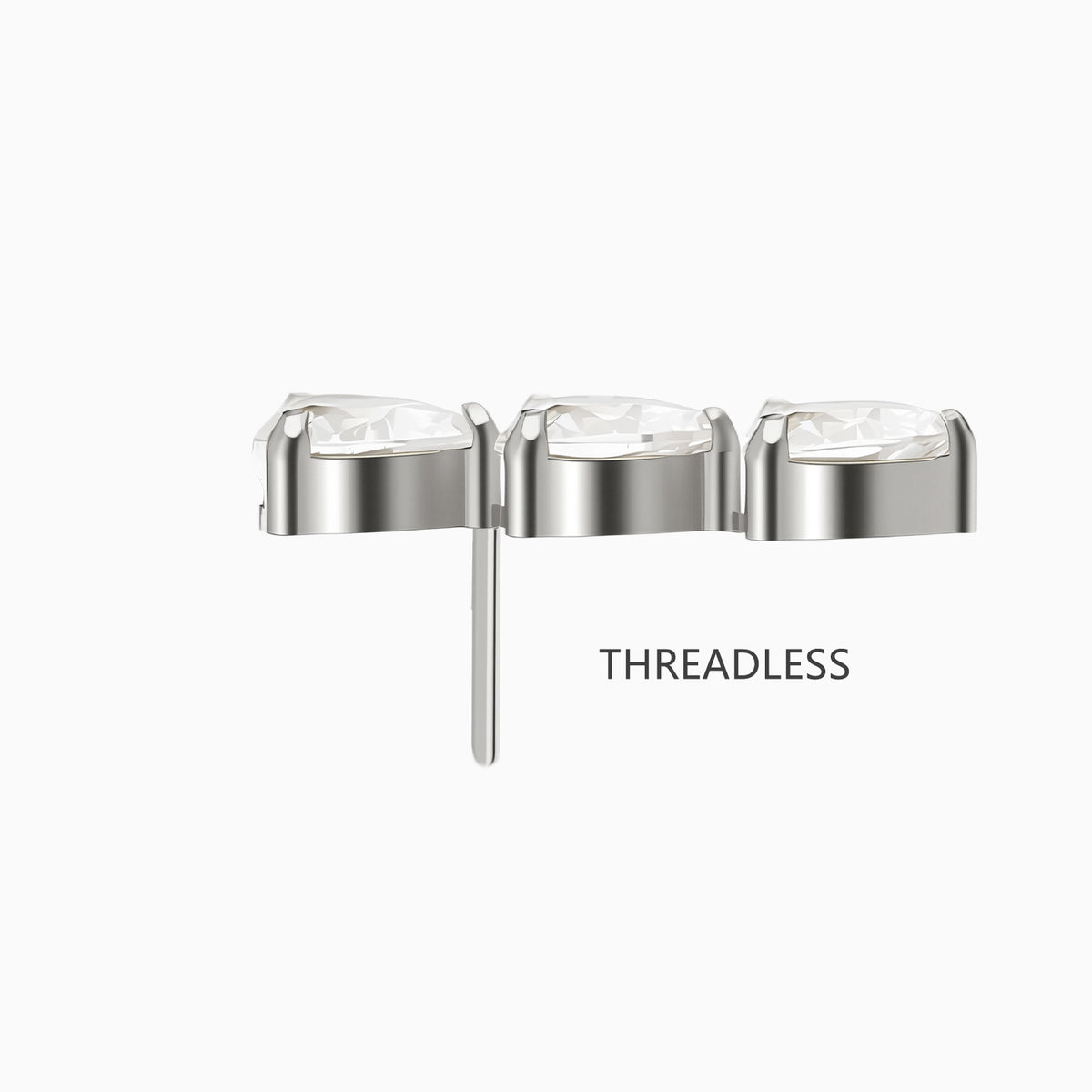Titanium Threadless Triple Heart Gem Top