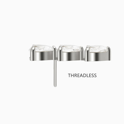 Titanium Threadless Triple Heart Gem Top