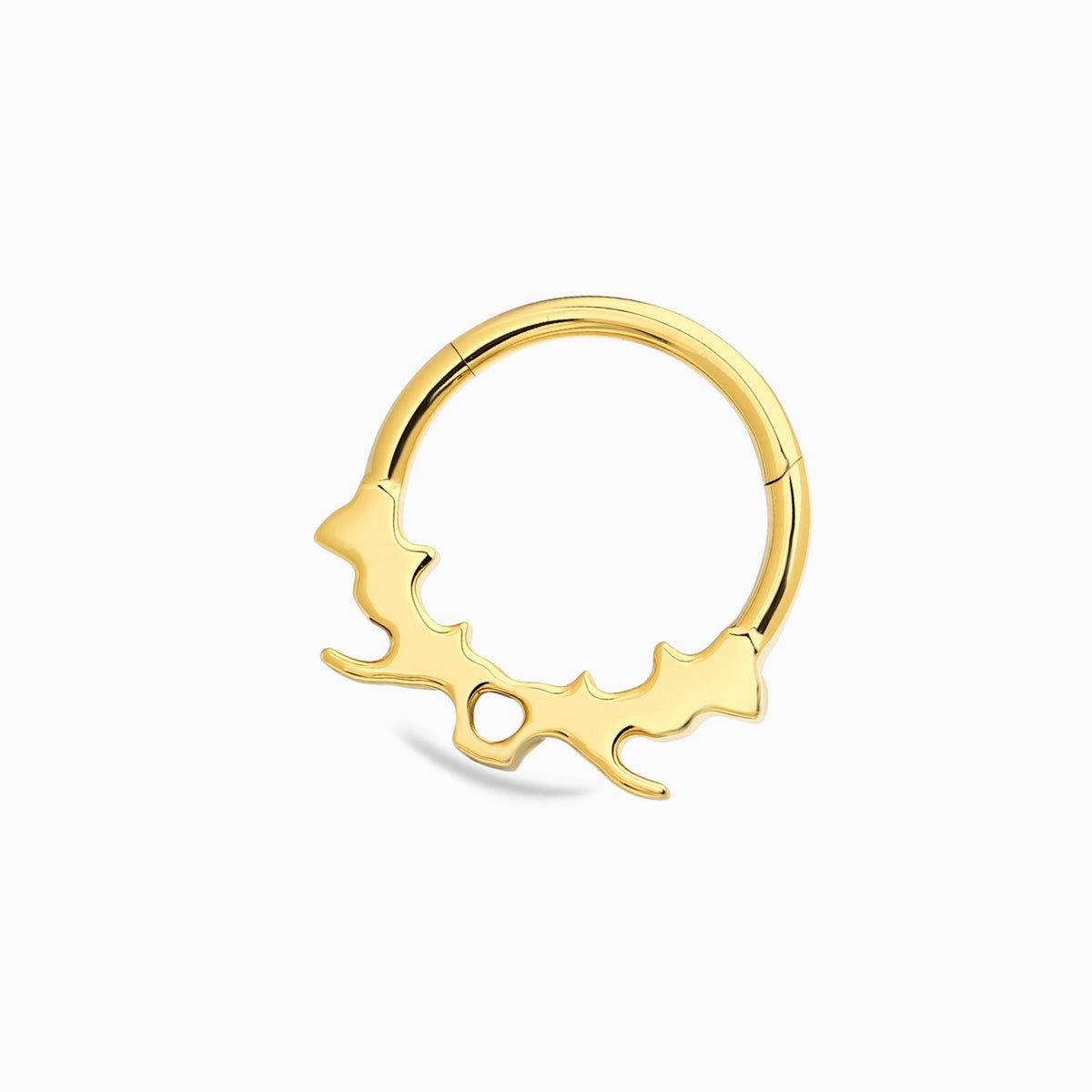 18Kt Gold PVD Titanium Heart & Round Gem Front Facing Hinged Clicker
