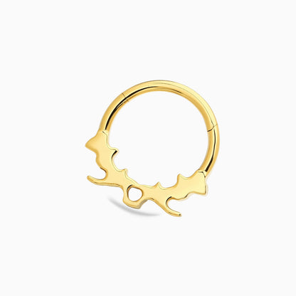 18Kt Gold PVD Titanium Heart & Round Gem Front Facing Hinged Clicker