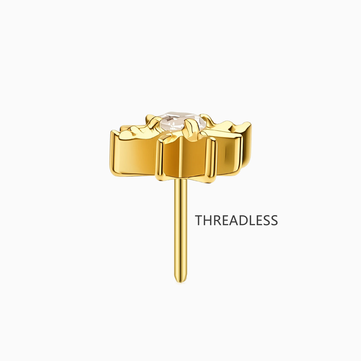 18Kt Gold PVD Titanium Threadless Eight-Point Star Gem Top.