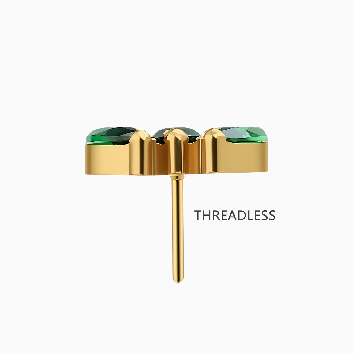 18Kt Gold PVD Titanium Threadless Triple Marquise Gem Curve Top