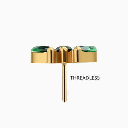 18Kt Gold PVD Titanium Threadless Triple Marquise Gem Curve Top