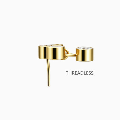 18Kt Gold PVD Titanium Threadless Dangle Bezel Cluster Top
