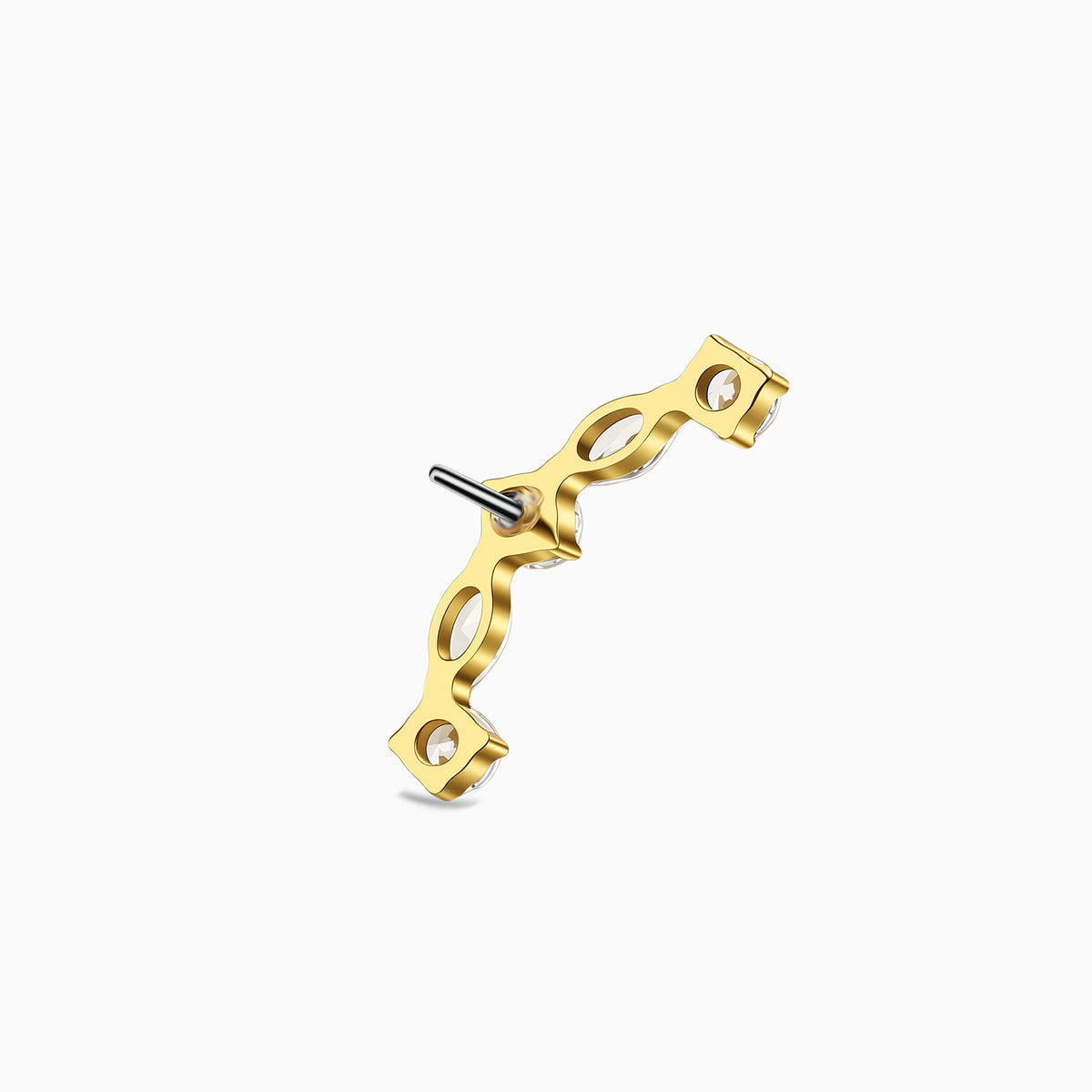 18Kt Gold PVD Titanium Threadless Curved Cluster Top