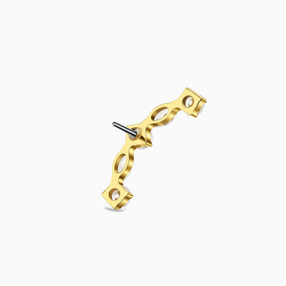 18Kt Gold PVD Titanium Threadless Curved Cluster Top