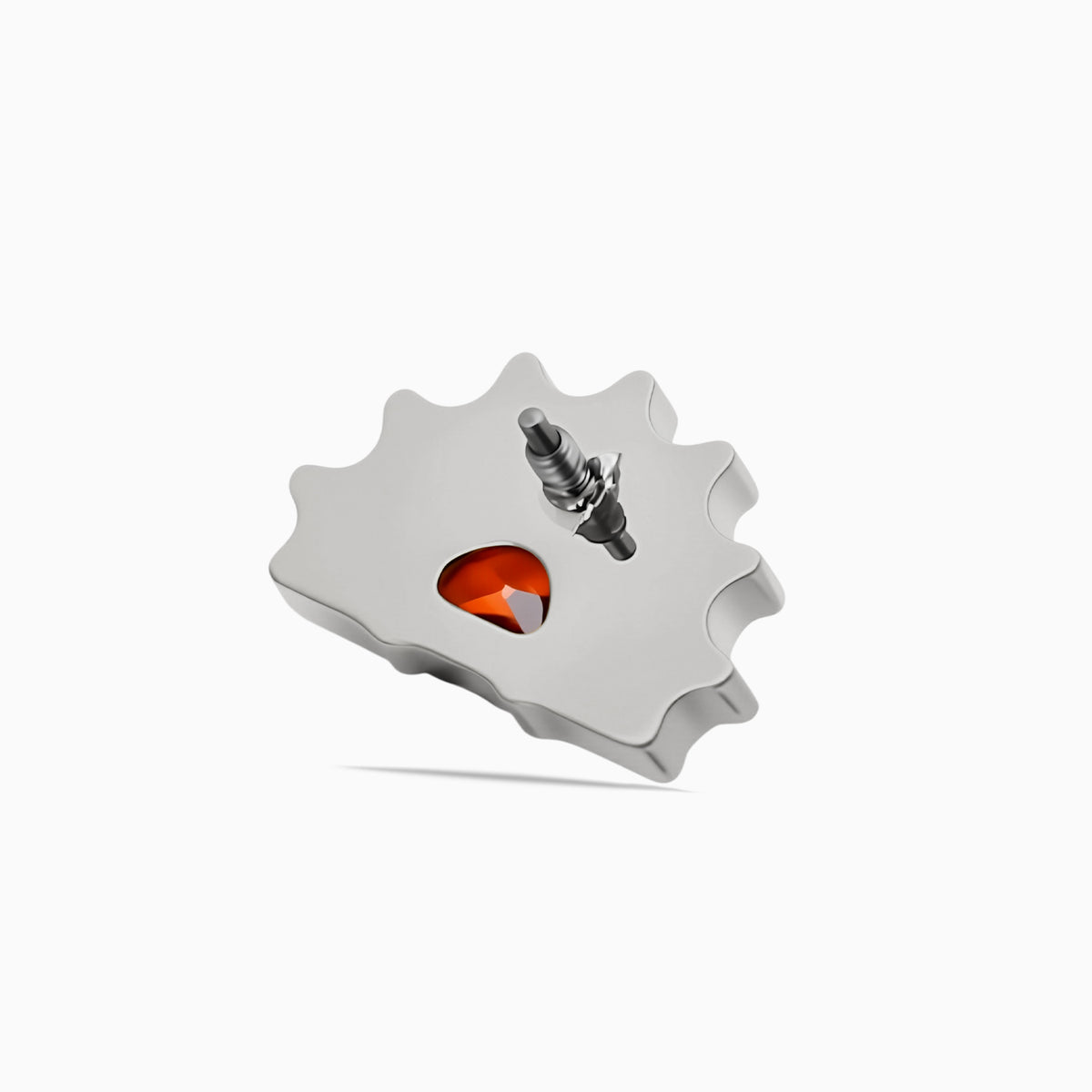 Titanium Internally Threaded Red CZ Sunburst Top
