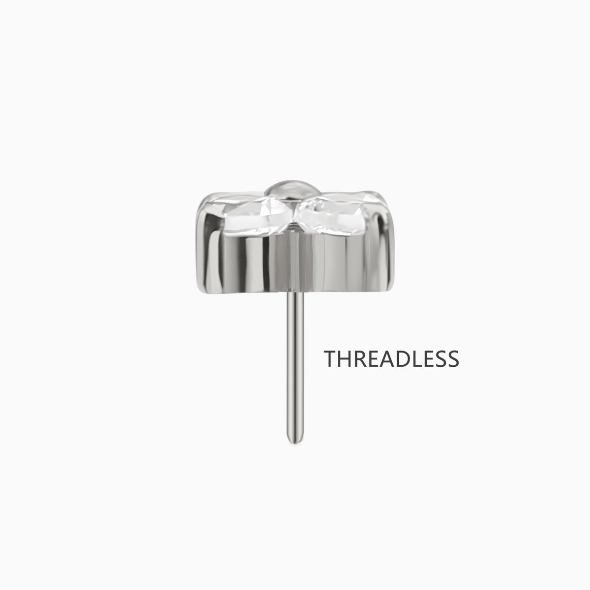 Titanium Threadless Four-Petal Flower Gem Top
