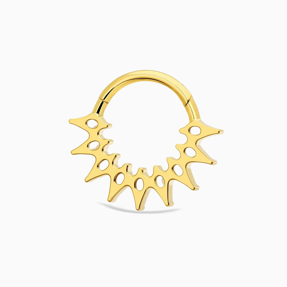 18Kt Gold PVD Titanium Kite Shape Gem Cluster Front Facing Hinged Segment Clicker