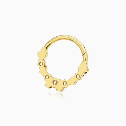 18Kt Gold PVD Titanium Moon and Star Gem Front Facing Hinged Segment Clicker