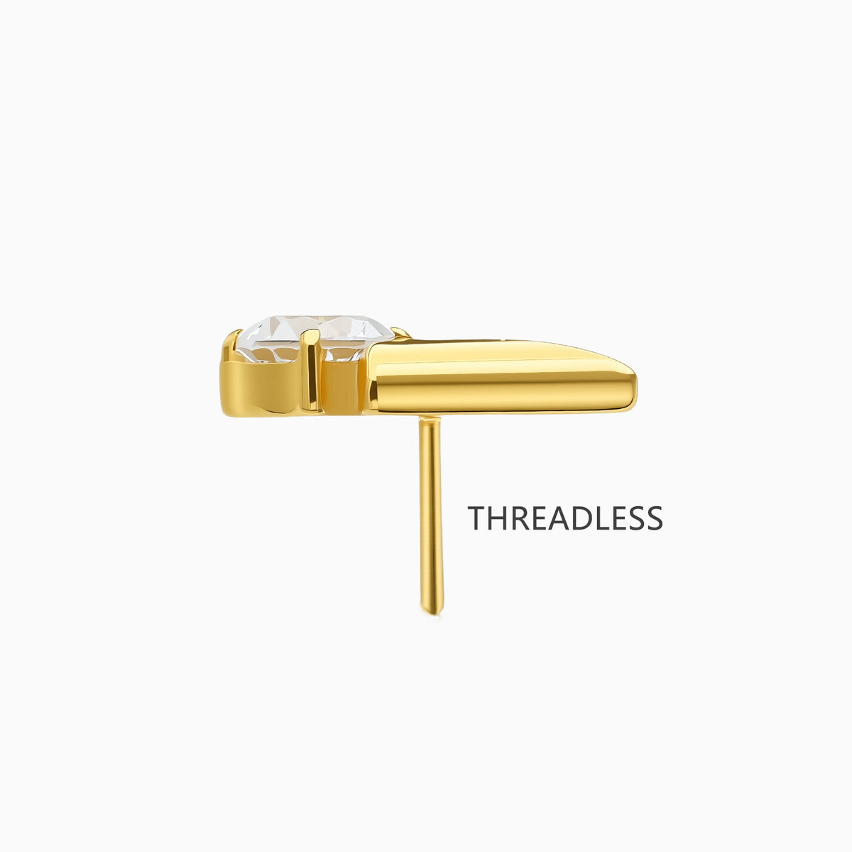 24Kt Gold PVD Titanium Threadless V-Shape Gem Top