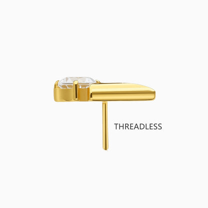 24Kt Gold PVD Titanium Threadless V-Shape Gem Top