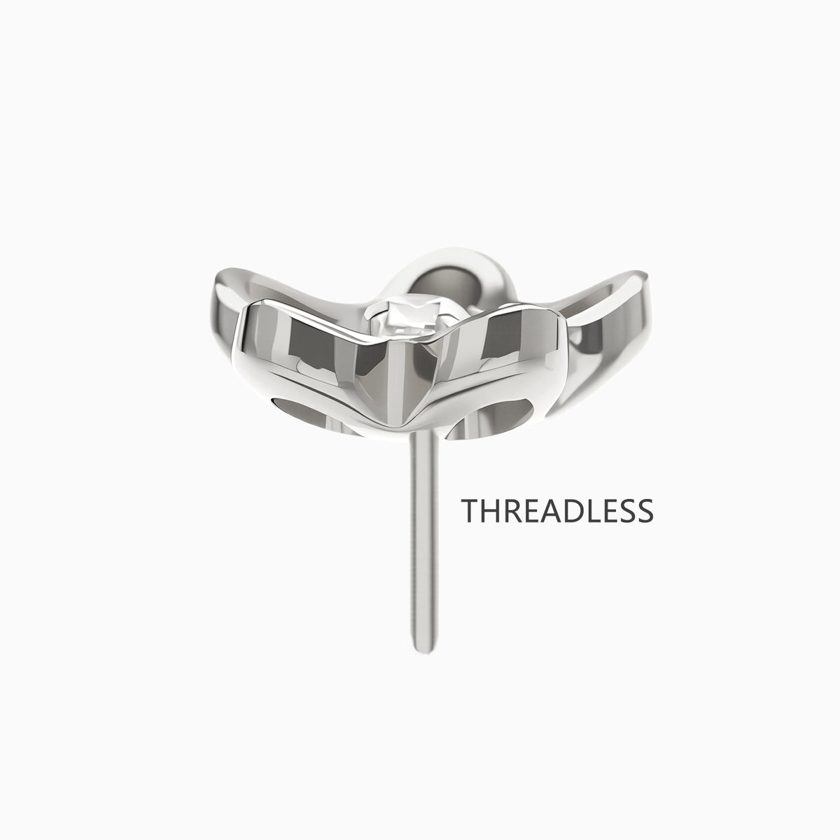 Titanium Threadless Open Flower Gem Top