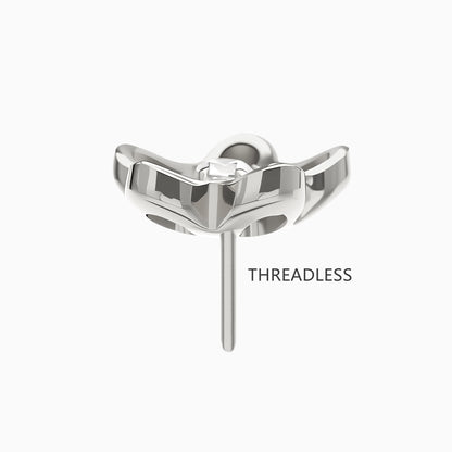 Titanium Threadless Open Flower Gem Top