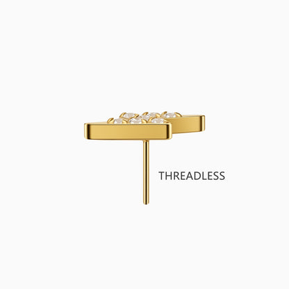 18Kt Gold PVD Titanium Threadless 7-Stone Lightning Bolt Top