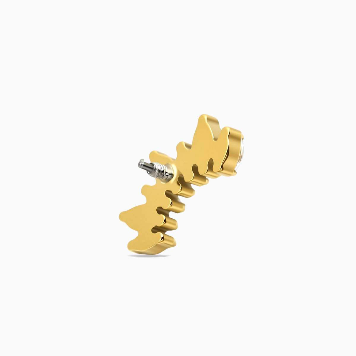 18K Gold PVD Titanium Internally Threaded Marquise CZ Crown Top