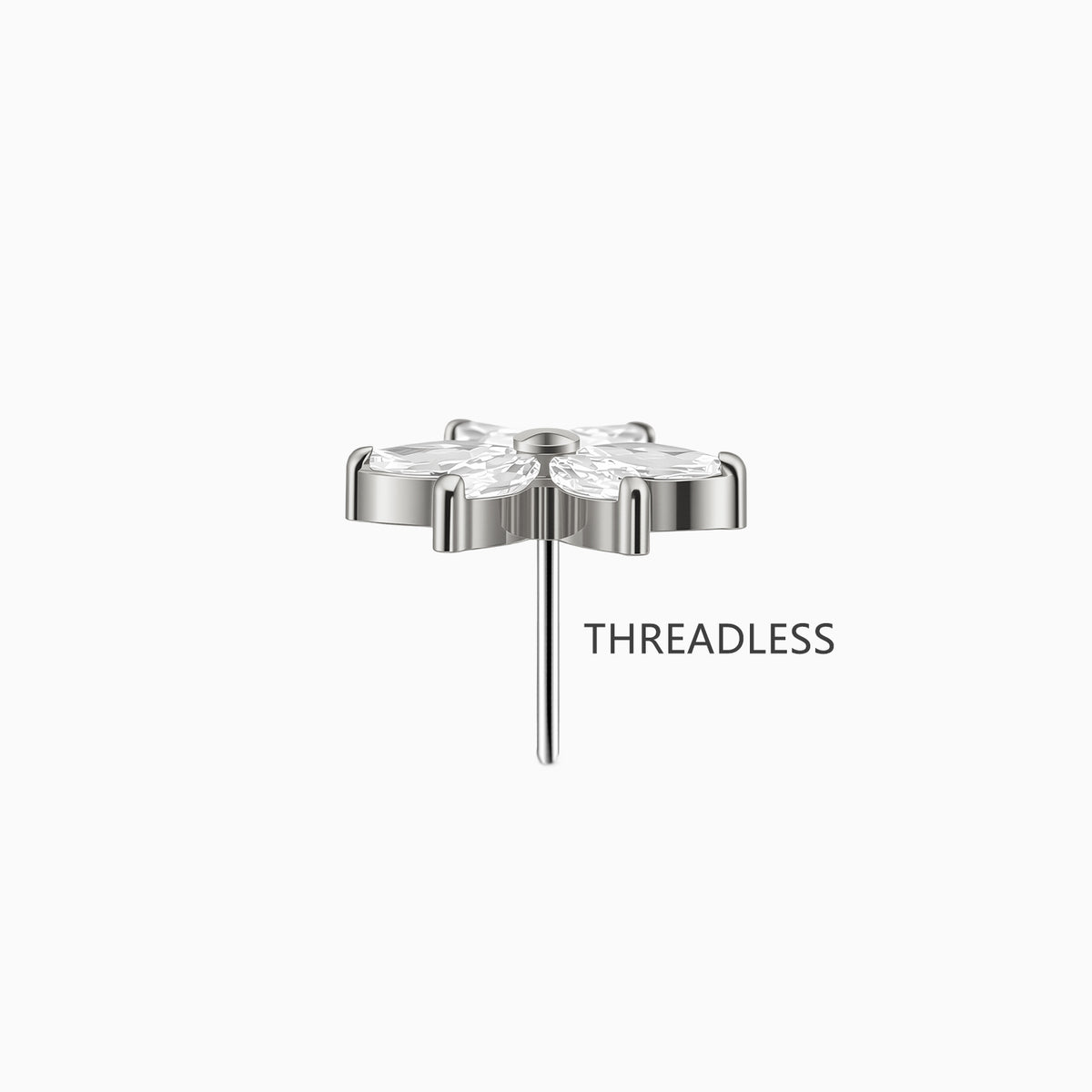 Titanium Threadless Six-Petal Flower Gem Top.