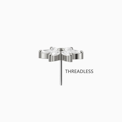Titanium Threadless Six-Petal Flower Gem Top.