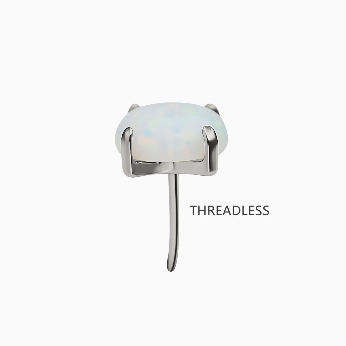 Titanium Threadless Prong  Synthetic Opal Top