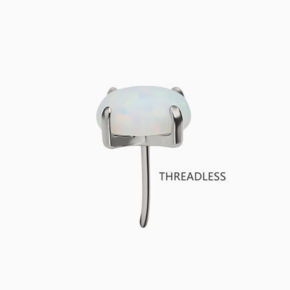 Titanium Threadless Prong  Synthetic Opal Top