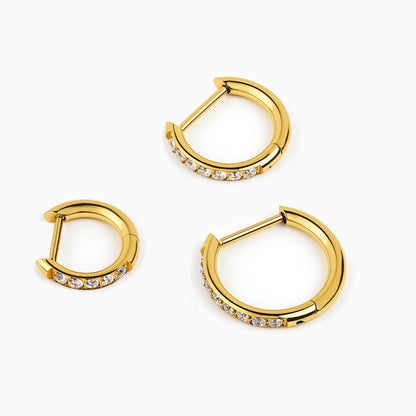 18Kt Gold PVD Titanium Hinged Pave D-Shape Hoop Ring