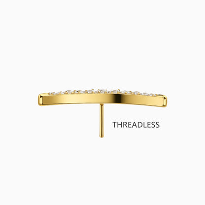 18Kt Gold PVD Titanium Threadless Crescent Curved Cluster Top