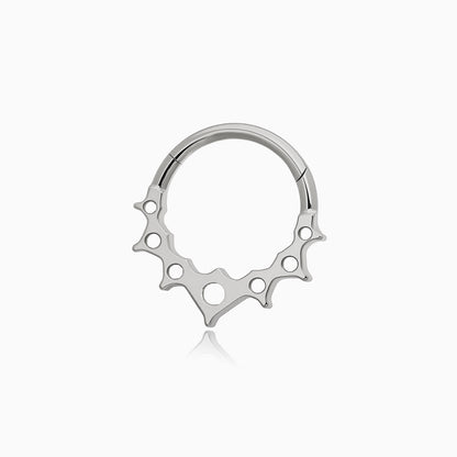 Titanium Square Gem Cluster Front Facing Hinged Segment Clicker