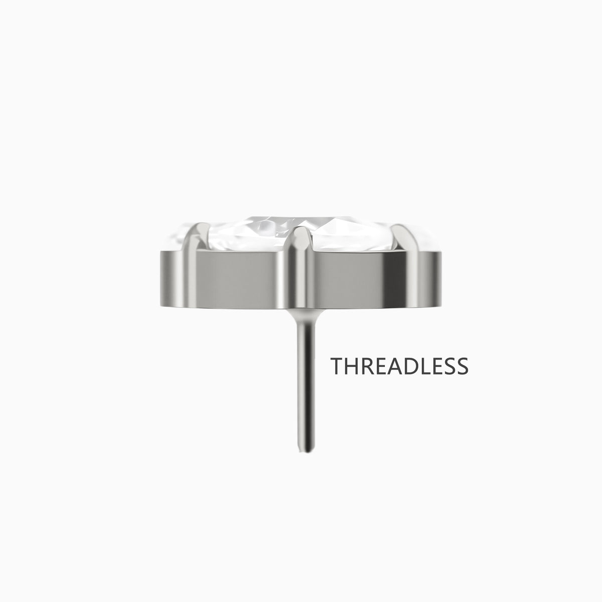 Titanium Threadless Prong-Set 3-Stone Heart Shape Cluster Top