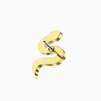 18Kt Gold PVD Titanium Threadless Paved Snake Top