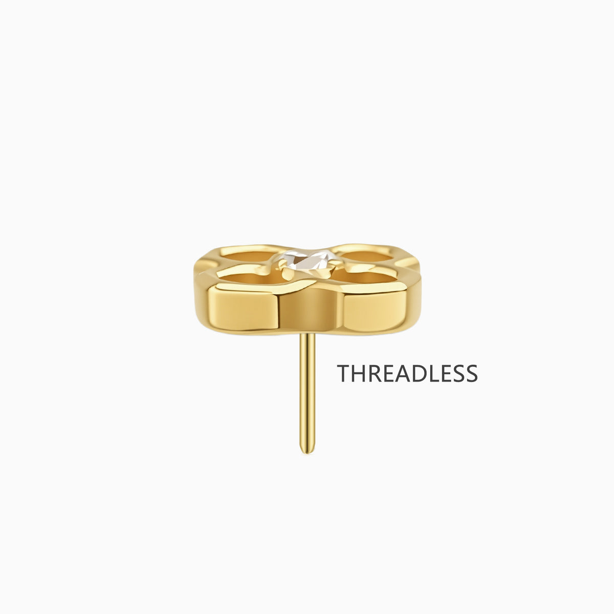18Kt Gold PVD Titanium Threadless Open Flower Gem Top