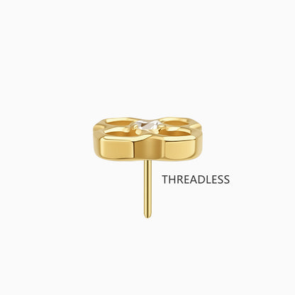 18Kt Gold PVD Titanium Threadless Open Flower Gem Top