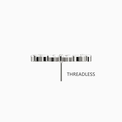 Titanium Threadless Floral Triple Cluster Top