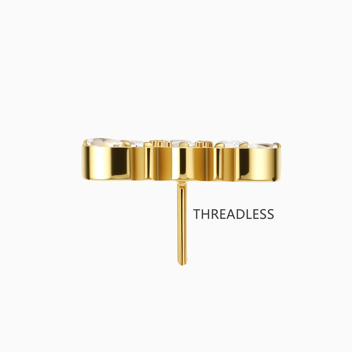 18Kt Gold PVD Titanium Threadless Crown Cluster Top