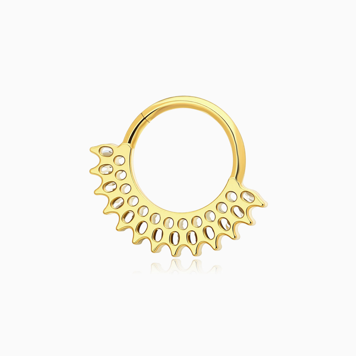 18Kt Gold PVD Titanium Marquise Gem Fan Front Facing Hinged Segment Clicker