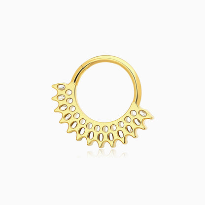18Kt Gold PVD Titanium Marquise Gem Fan Front Facing Hinged Segment Clicker