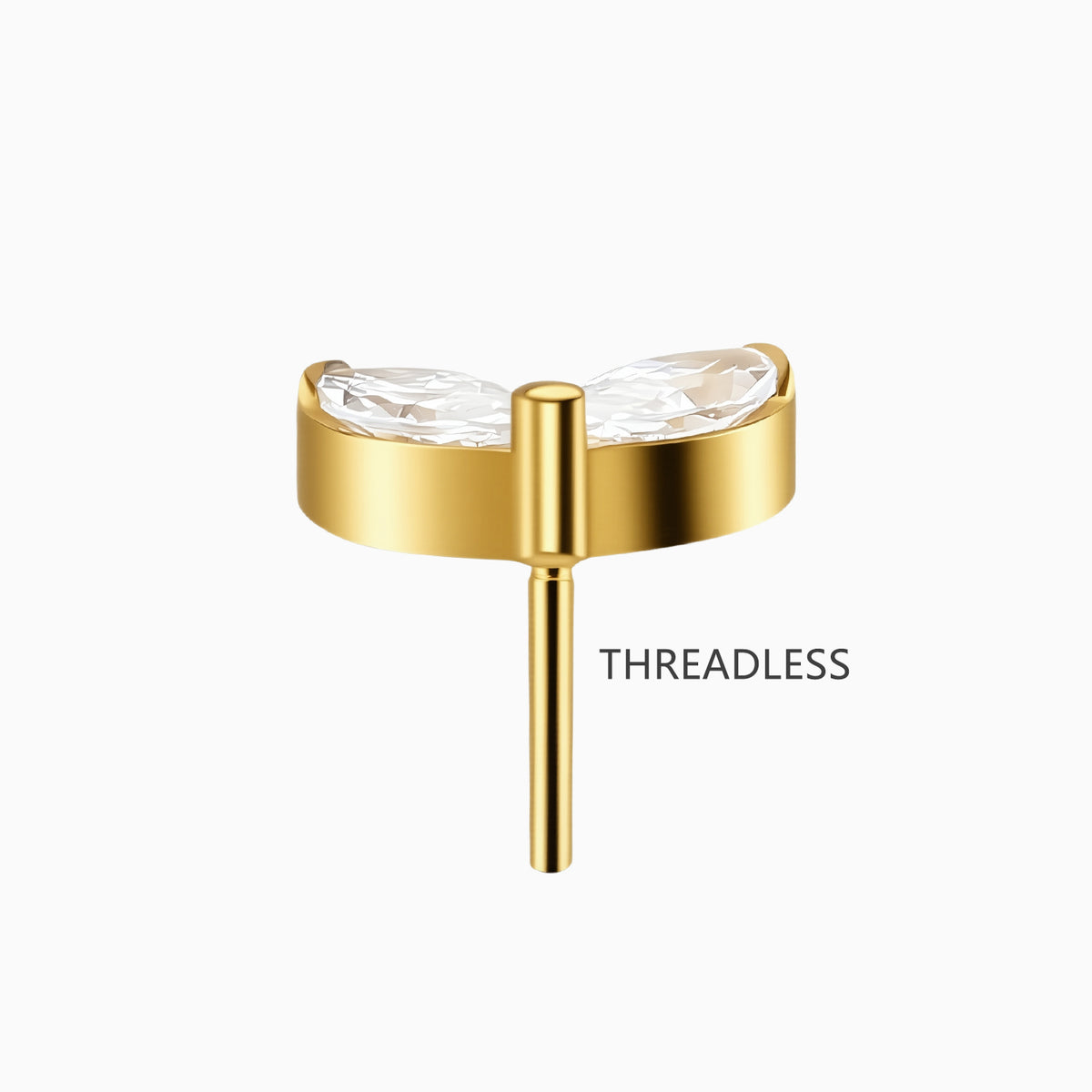 18Kt Gold PVD Titanium Threadless Double Marquise Gem Top