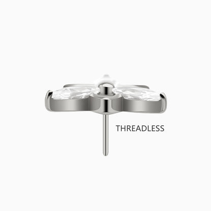 Titanium Threadless Marquise Cluster Top
