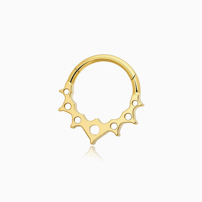 18Kt Gold PVD Titanium Square Gem Cluster Front Facing Hinged Segment Clicker
